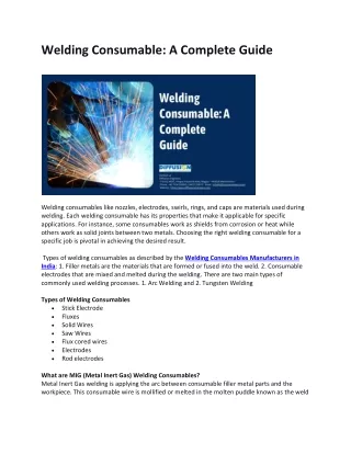 Welding Consumable A Complete Guide