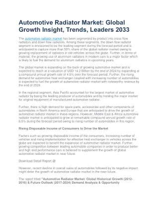 Automotive Radiator Market: Global Growth Insight, Trends, Leaders 2033