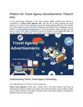 Platform for Travel Agency Advertisements: 7Search PPC