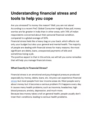 Understanding financial stress and tools to help you cope