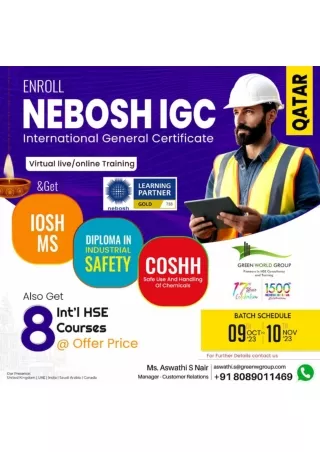 Getting Ready Today to Make Safer Tomorrow- Nebosh course in Qatar