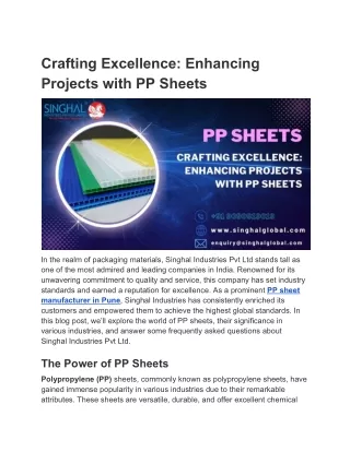Crafting Excellence_ Enhancing Projects with PP Sheets