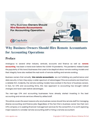 Why Business Owners Should Hire Remote Accountants for Accounting Operations