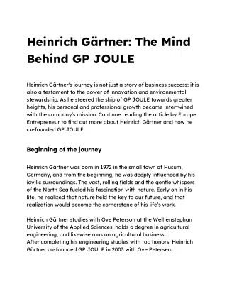 Heinrich Gärtner_ The Mind Behind GP JOULE