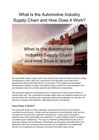 What Is the Automotive Industry's Supply Chain and How Does It Work