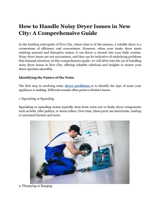 How to Handle Noisy Dryer Issues in New City: A Comprehensive Guide