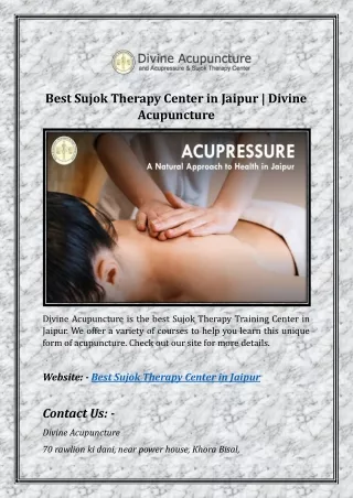 Best Sujok Therapy Center in Jaipur | Divine_Acupuncture