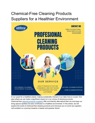 Chemical-Free Cleaning Products Suppliers for a Healthier Environment