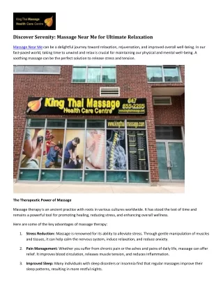 Discover Tranquility: Massage Near Me for Ultimate Relaxation