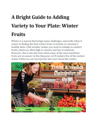 A Bright Guide to Adding Variety to Your Plate distributor