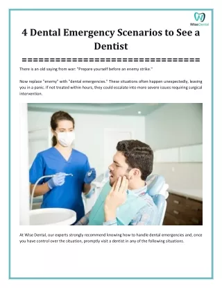 4 Reasons to Visit a Dentist in an Emergency
