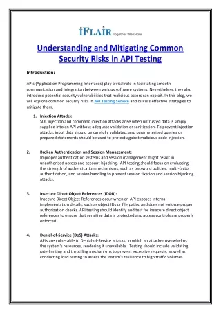 Understanding and Mitigating Common Security Risks in API Testing