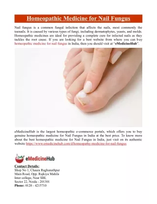 Homeopathic Medicine for Nail Fungus