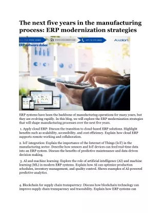 The next five years in the manufacturing process ERP modernization strategies
