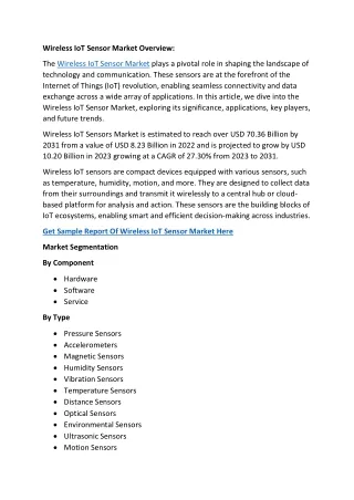 Wireless IoT Sensor Market