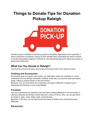 Things to Donate:Tips for Donation Pickup Raleigh