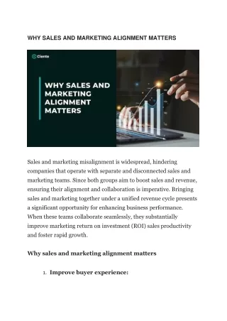 WHY SALES AND MARKETING ALIGNMENT MATTERS