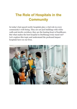 The Role of Hospitals in the Community