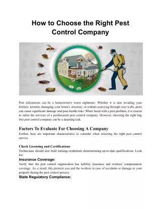 How to Choose the Right Pest Control Company