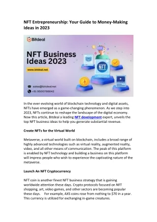 NFT Business Ideas 2023