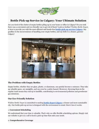 Bottle Pick-up Service in Calgary_ Your Ultimate Solution