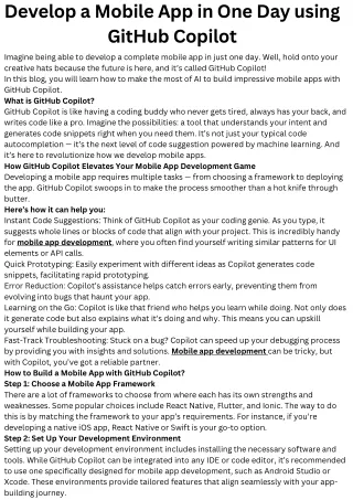 Develop a Mobile App in One Day using GitHub Copilot