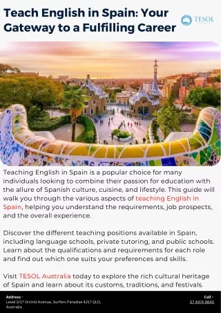 Teach English in Spain: Your Gateway to a Fulfilling Career