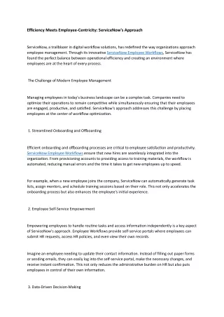 Efficiency Meets Employee-Centricity: ServiceNow's Approach