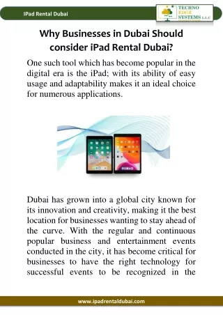 Why Businesses in Dubai Should consider iPad Rental Dubai?