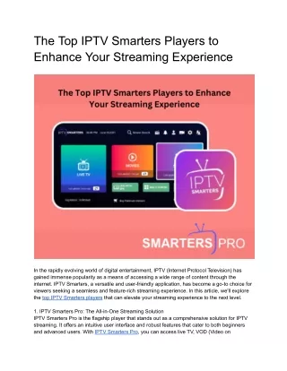 The Top IPTV Smarters Players to Enhance Your Streaming Experience