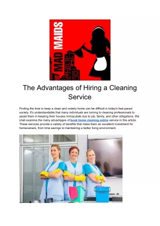 The Advantages of Hiring a Cleaning Service