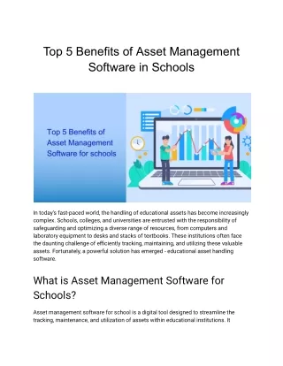 Top 5 Benefits of asset management software in schools