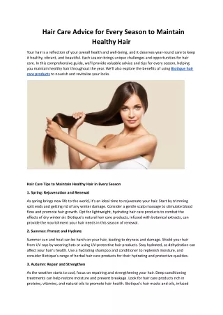 Hair Care Advice for Every Season to Maintain Healthy Hair