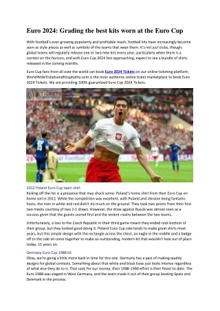 Euro 2024 Grading the best kits worn at the Euro Cup