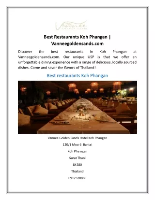 Best Restaurants Koh Phangan  Vanneegoldensands.com