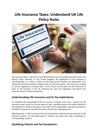 Life Insurance Taxes - Understand UK Life Policy Rules