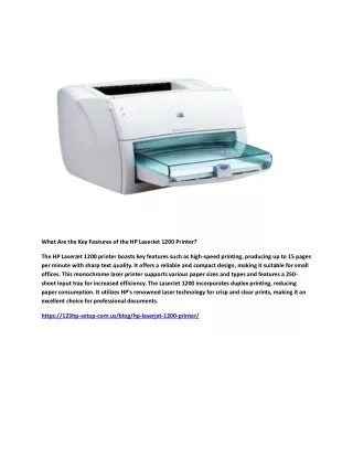 What Are the Key Features of the HP LaserJet 1200 Printer