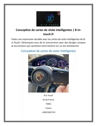 Conception de cartes de visite intelligentes  B-in-touch.fr