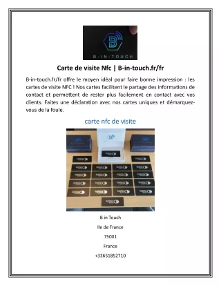 Carte de visite Nfc  B-in-touch.frfr