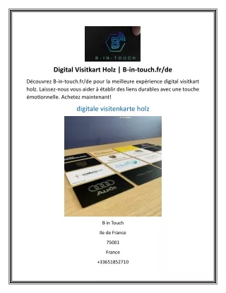 Digital Visitkart Holz B-in-touch.frde