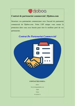 Contrat de partenariat commercial  Djaboo.com