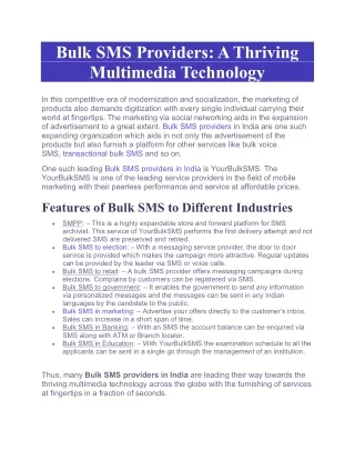 Bulk SMS Providers A Thriving Multimedia Technology