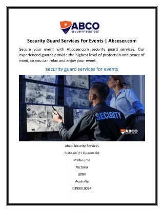 Security Guard Services For Events Abcoser.com