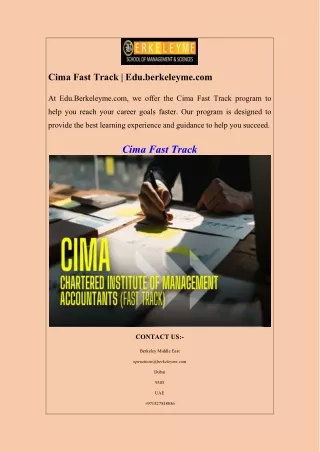 Cima Fast Track  Edu.berkeleyme.com