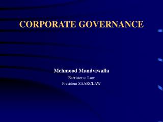 CORPORATE GOVERNANCE