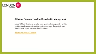 Tableau Courses London  Londonittraining.co.uk