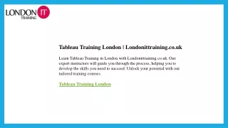 Tableau Training London  Londonittraining.co.uk