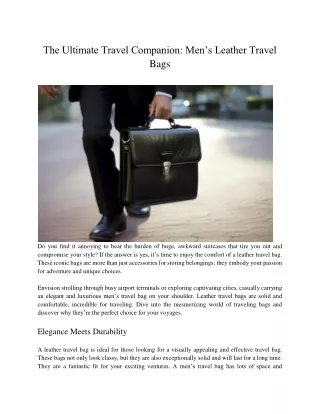 The Ultimate Travel Companion  Men’s Leather Travel Bags