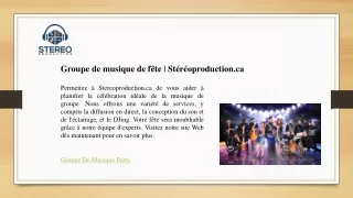 Groupe de musique de fête - Stéréoproduction.ca