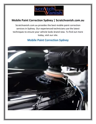 Mobile Paint Correction Sydney